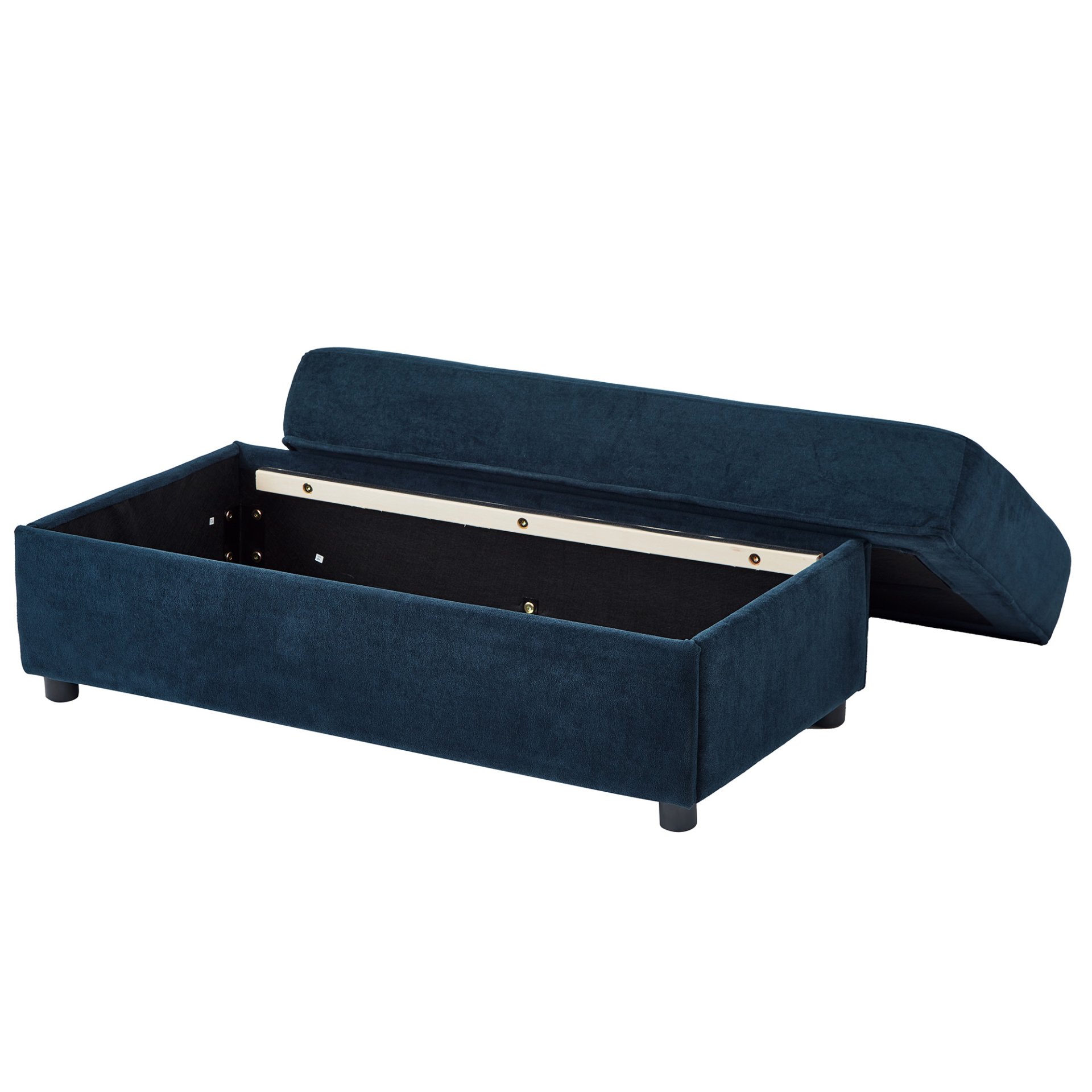 Modern Style Armchair Chaise Lounge Sofa Couch With Movable Storage Ottoman, USB Ports, Cup Holders, Phone Holder, Side Pockets - Blue - Image 25