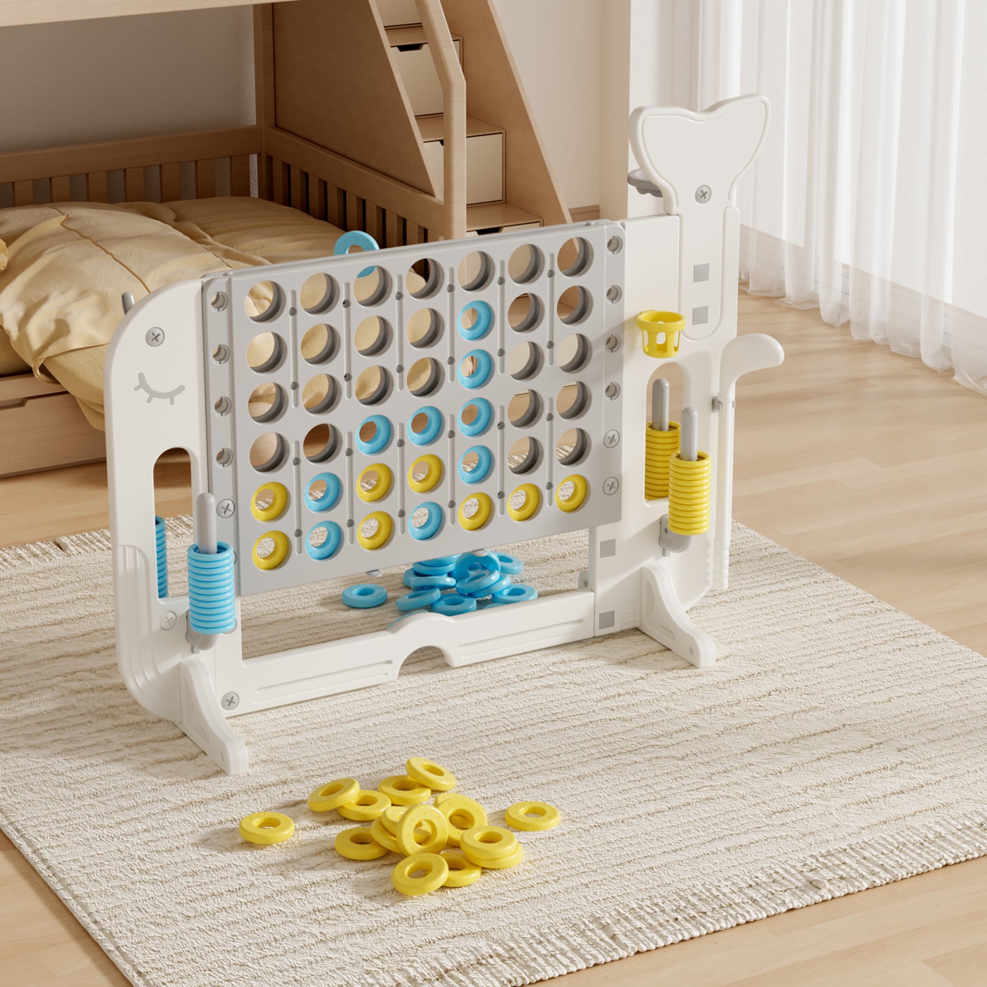 4 To Score Giant Game Set With Mesh Bag & Jumbo Connect 4 - White / Gray - Image 4