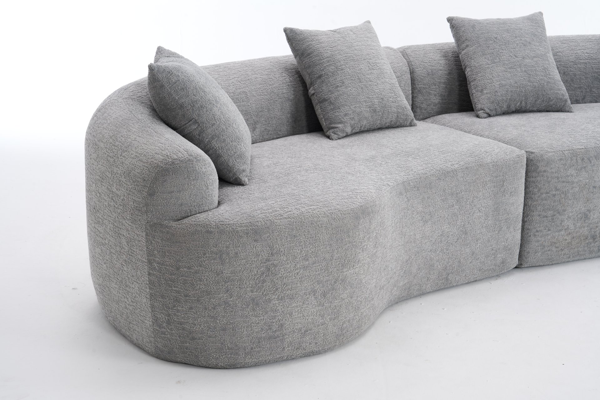 4 Seater Sofa With Chenille Fabric, 30D, 60 Hardness Full Sponge, 4 Pillow For Living Room, Home Furniture Sleeper Sectional Sofa For Apartment - Gray - Image 38