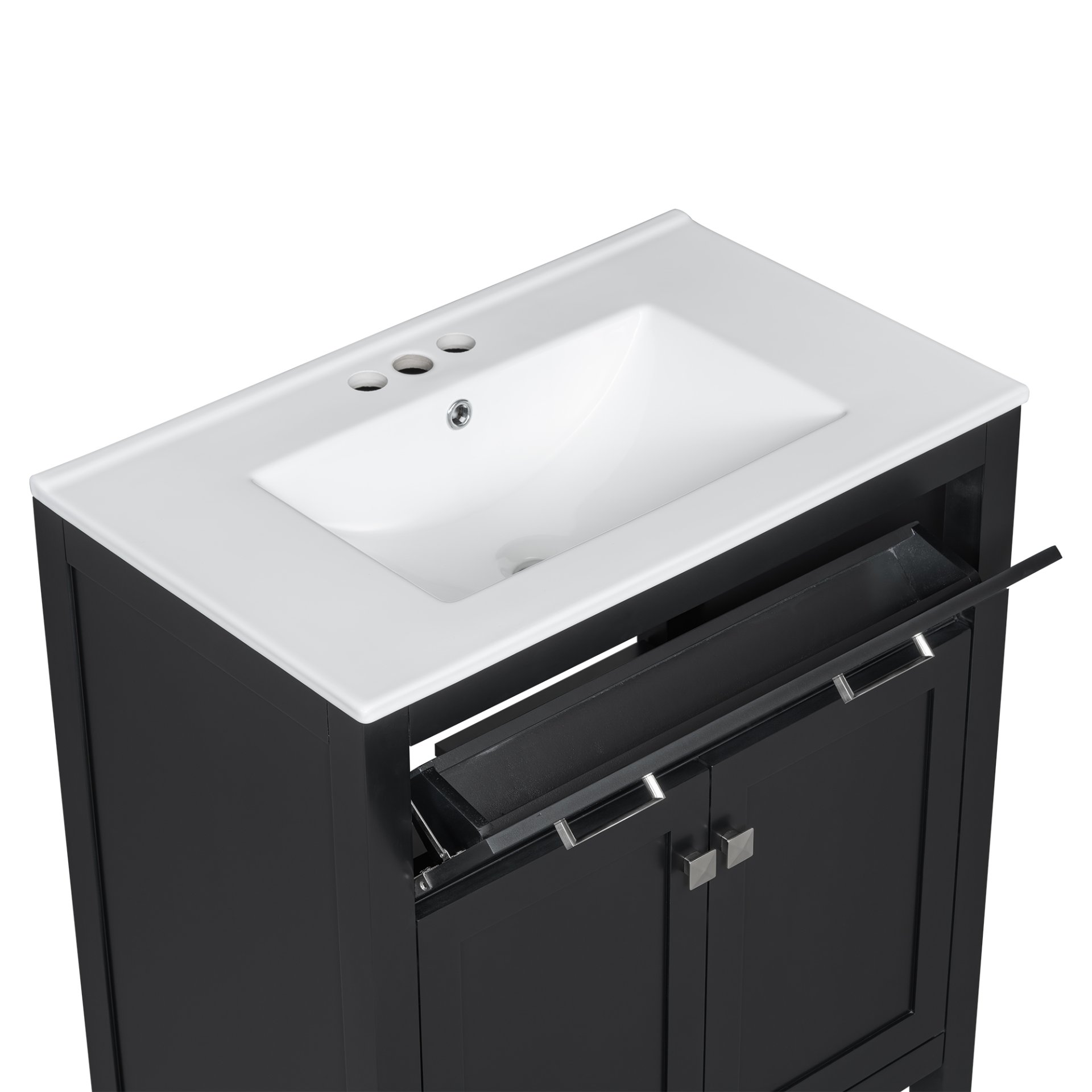 30" Bathroom Vanity With Sink And Soft Close Doors - Black - Image 18