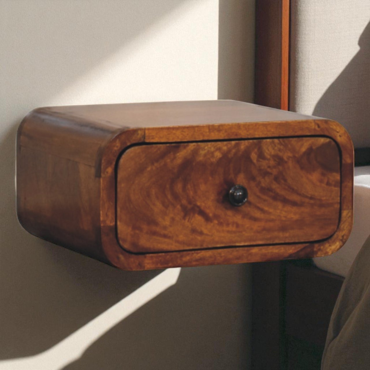 Avora - Mini Wall Mounted 1 Drawer Nightstand - Beige Brown - Image 12