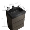 Alice - 24" Bathroom Vanity With Sink, Large Storage Freestanding Bathroom Vanity For Modern Bathroom, One-Piece Black Sink Basin Without Drain And Faucet - Black / Gray - Image 3