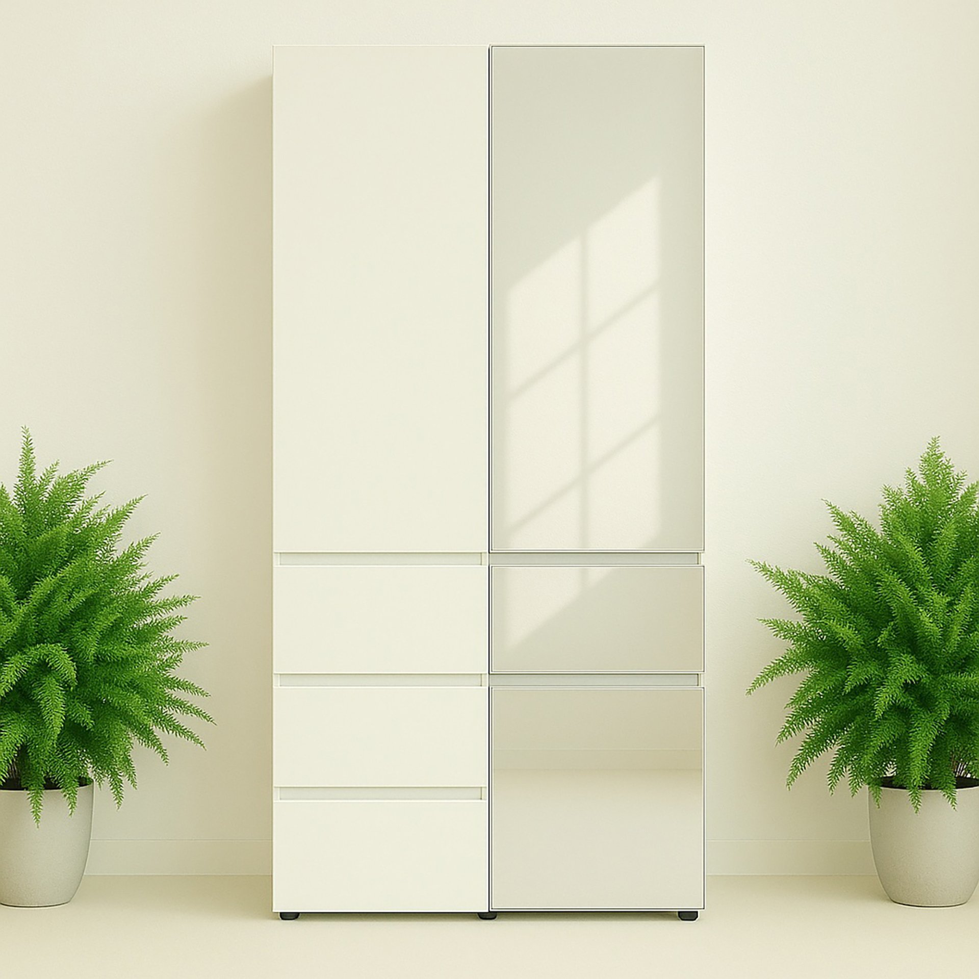 Elise - Modular Wood Closet System With Mirror In Versatile Storage Solution - White - Image 7
