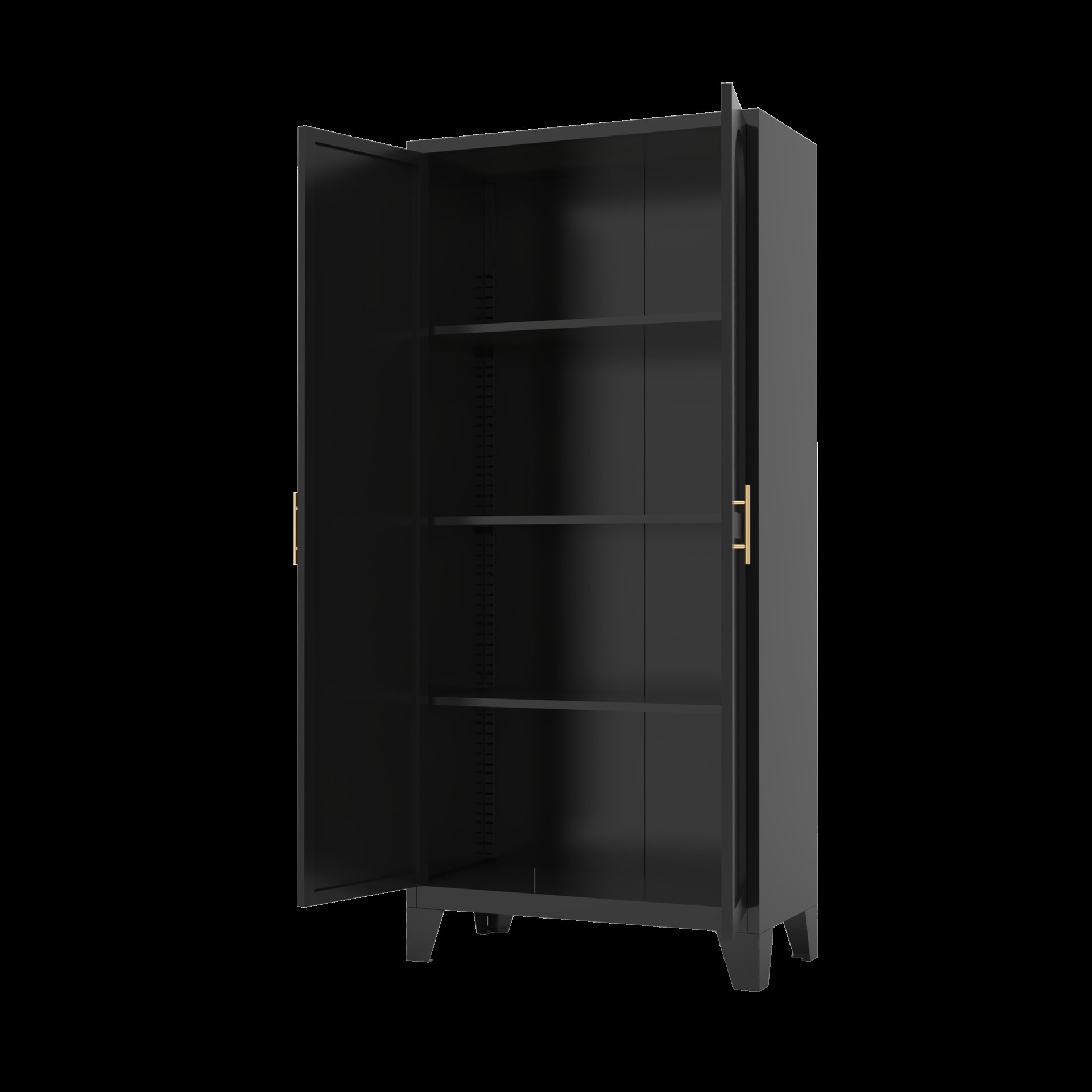 2 Shapely Doors Cabinet, Metal Storage Cabinet With Doors And Adjustable Shelves, For Bedroom, Living Room, Kitchen - Black - Image 4
