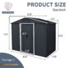 8Ft X 4Ft Outdoor Metal Storage Shed With Sliding Door And Foundation For Backyard, Patio, Lawn - Black / White - Image 3