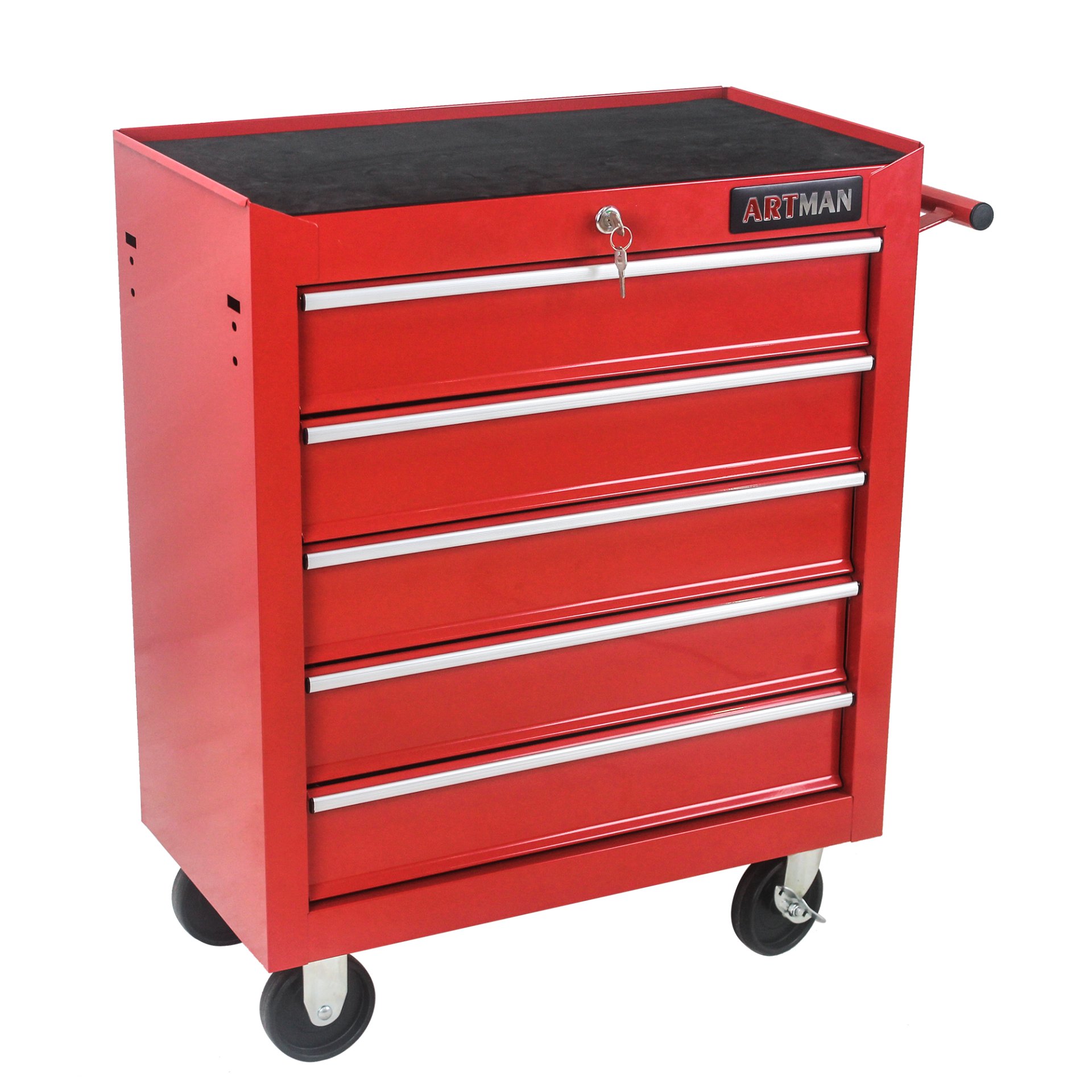 5 Drawers Multifunctional Tool Cart With Wheels - Red - Image 7