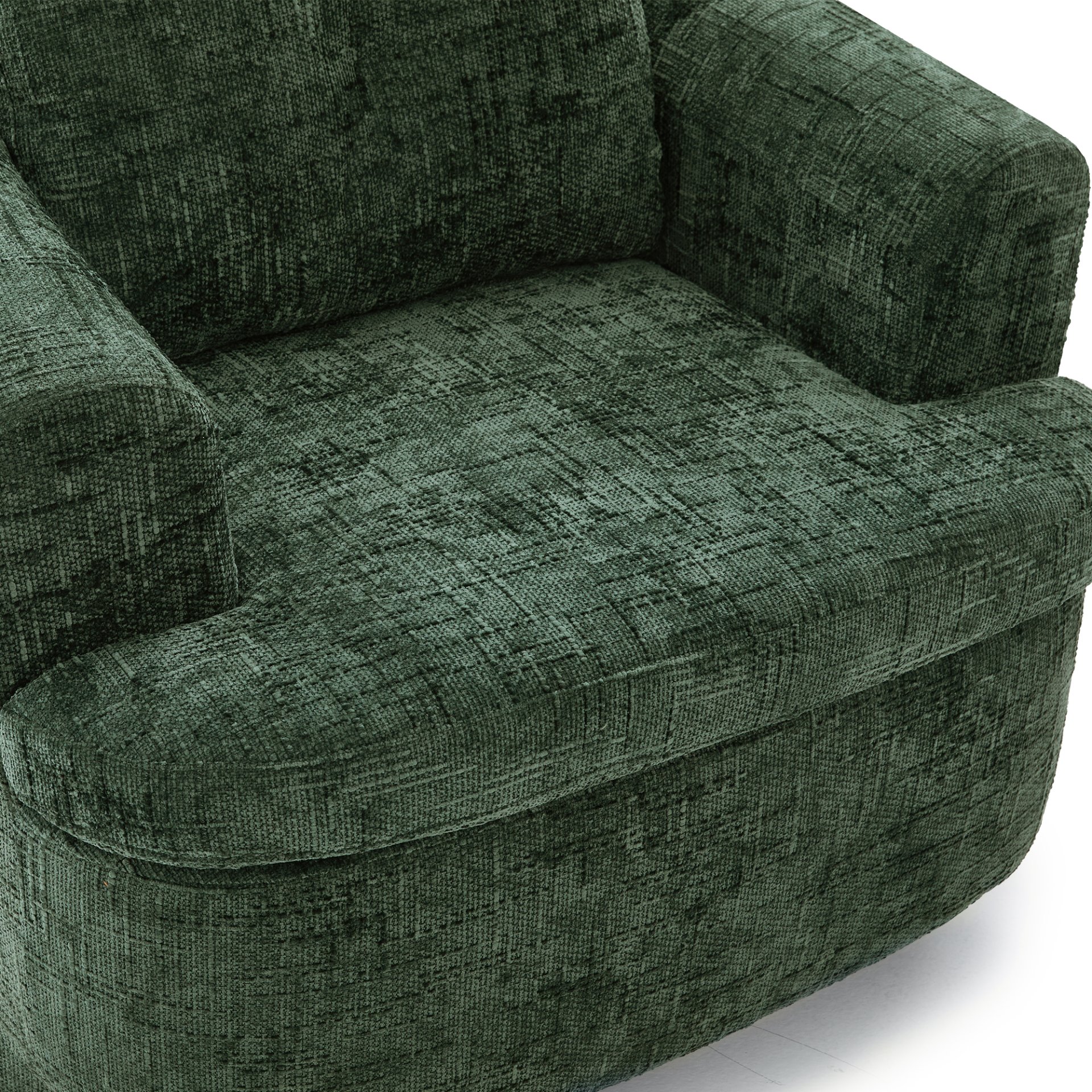 360° Swivel Accent Barrel Chair With Dual Layer Cushion, Round Seating For Living Room - Green - Image 15