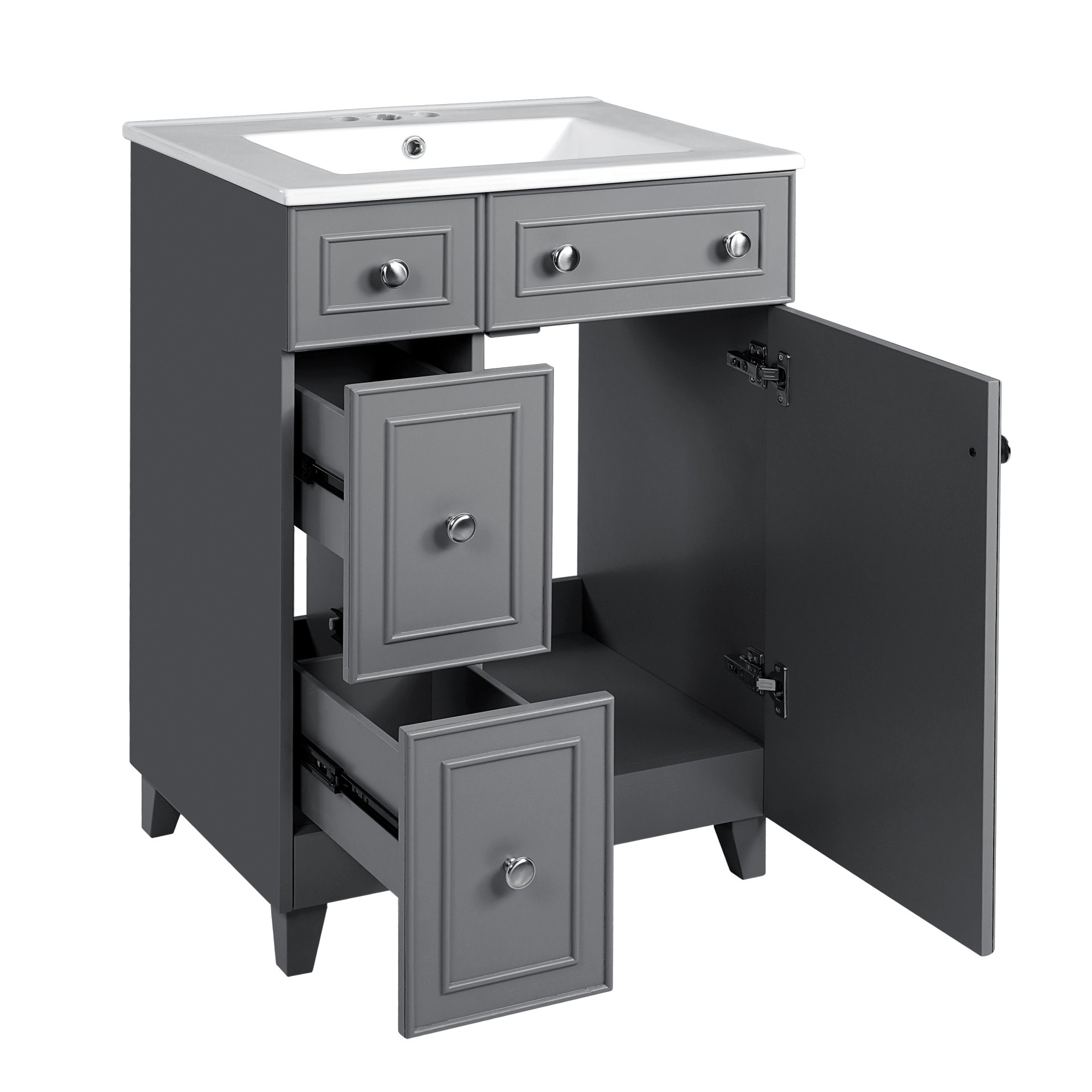 Transitional Bathroom Vanity Cabinet With Sink, 2 Drawers, 1 Soft Close Door - Gray - Image 12