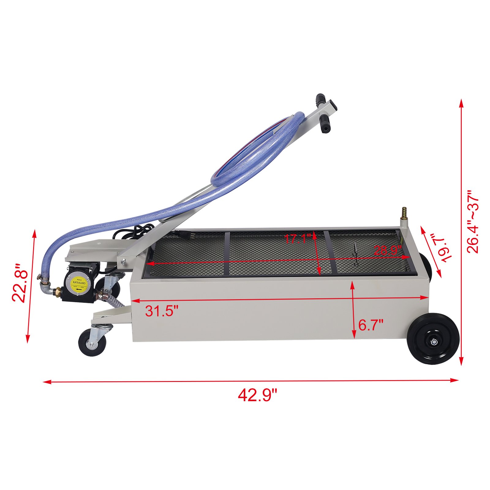 High Impact Polypropylene 20 Gallon Low Profile Oil Drain With Pump Steel - Gray - Image 3