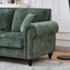 2 Seater Sofa With Rolled Arms, Tufted, Legs, Nailhead Trim - Green - Image 10
