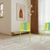 4 Piece Set Of Modern Striped Color Blocking Single Chairs Waterproof And Fade Resistant - Grain Yellow / Haze Green / Tropical Orange - Image 4