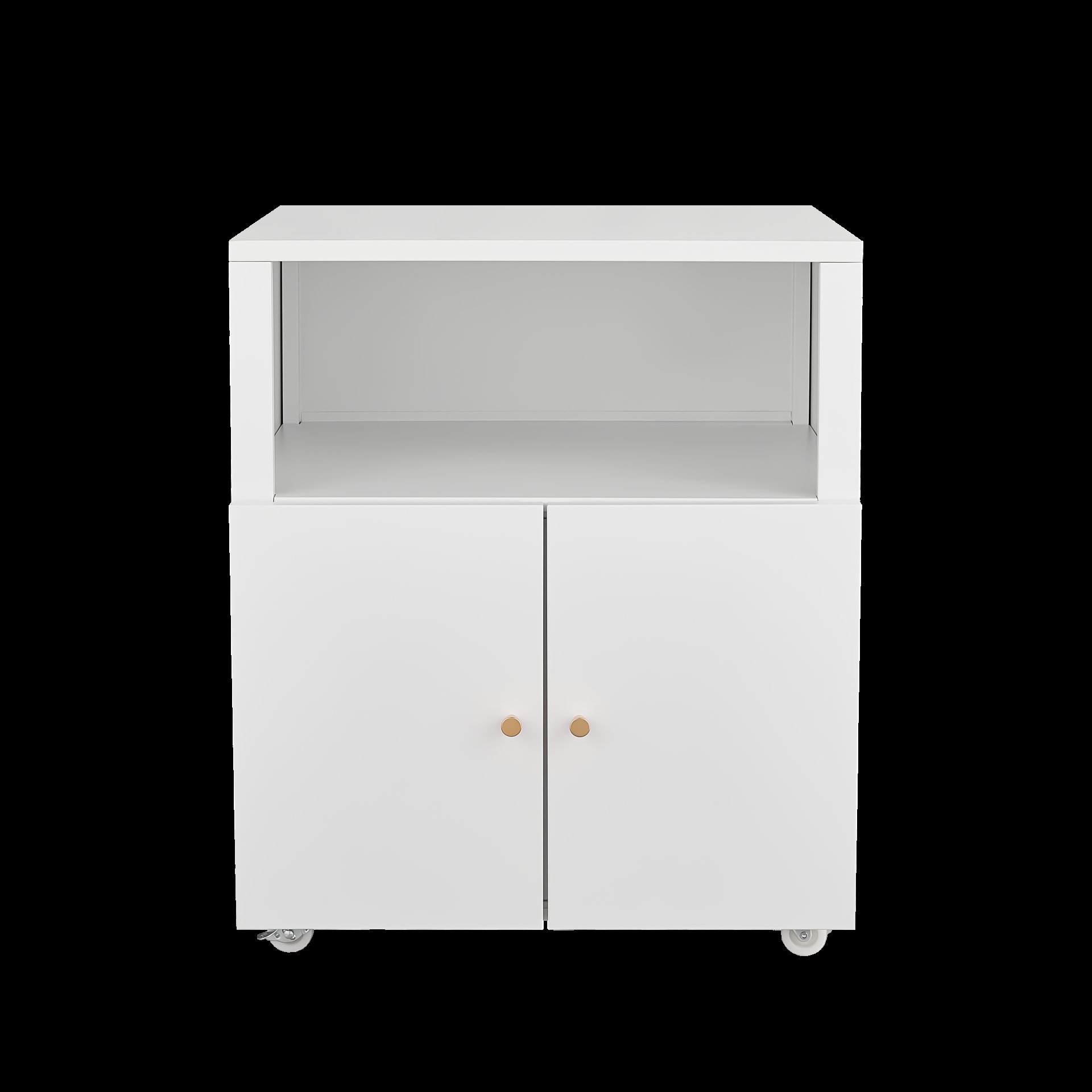 Mobile Printer Stand With Wheels And File Cabinet - White - Image 12