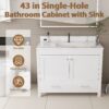 43" Bathroom Vanity With Artificial Marble Carrara Top Set, Multi Functional Cabinet With Doors And Drawer - White - Image 5