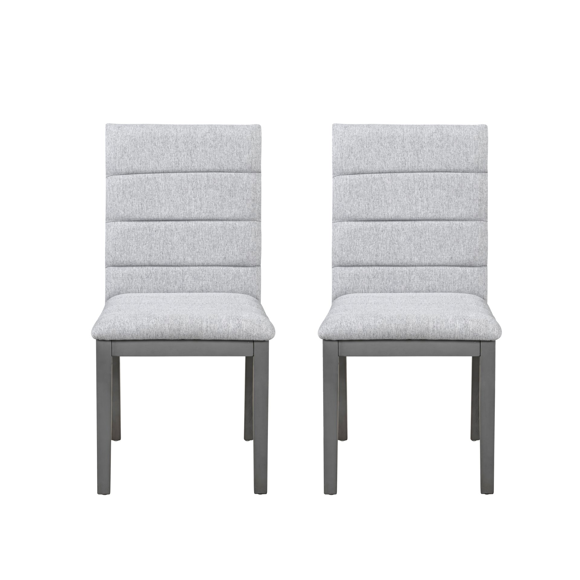 Tufted Upholstery Modern Dining Chairs (Set of 2) Sleek Comfort With Rubber Wood Frame - Gray / Oak - Image 5