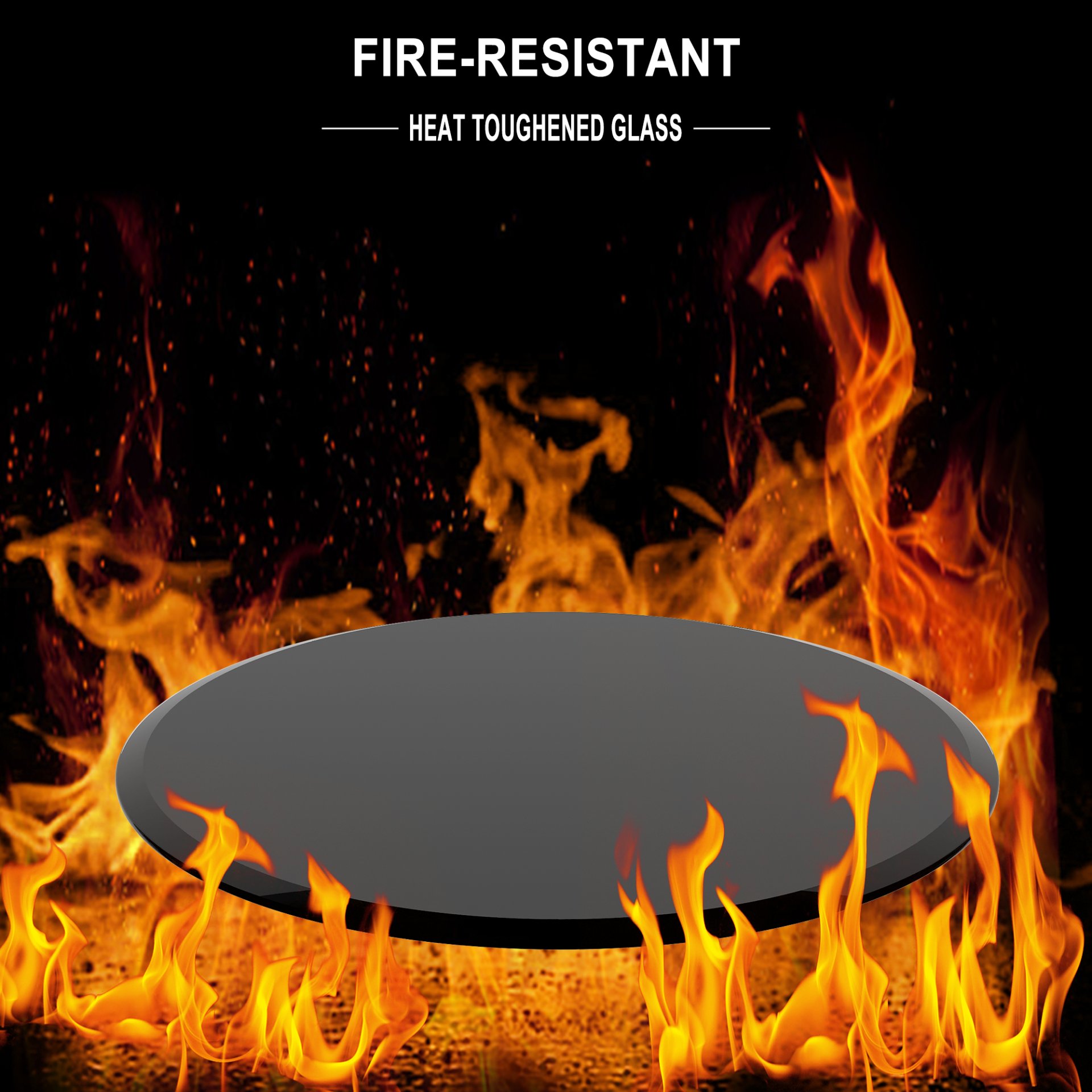 28" Round Tempered Glass Table Top Glass 2 / 5" Thick Beveled Polished Edge - Black - Image 7