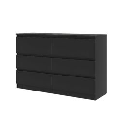 6 Drawer Dresser With Spacious Countertop And Concealed Handles, Storage Cabinet For Bedroom - Black