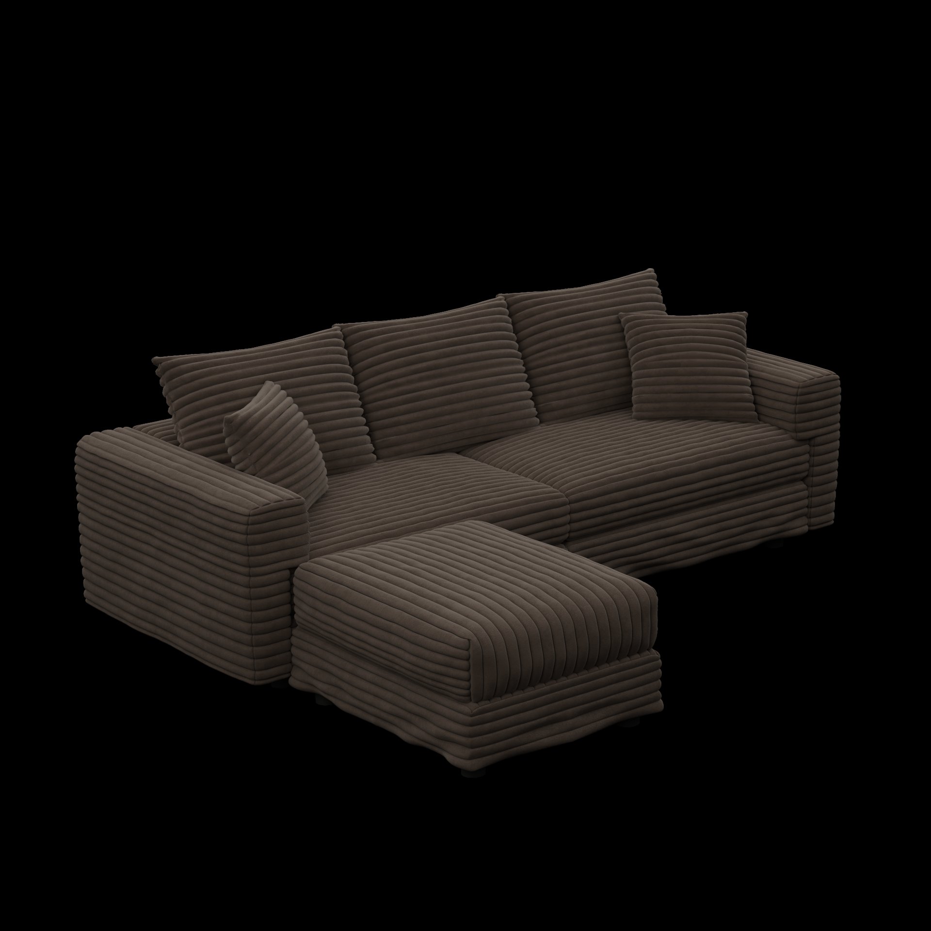 3 Seat Sofa, Deep Seat Couches With Soft Pillows And 1 Ottomans, Convertible Sofa Lounge Chair, For Living Room - Camel - Image 19