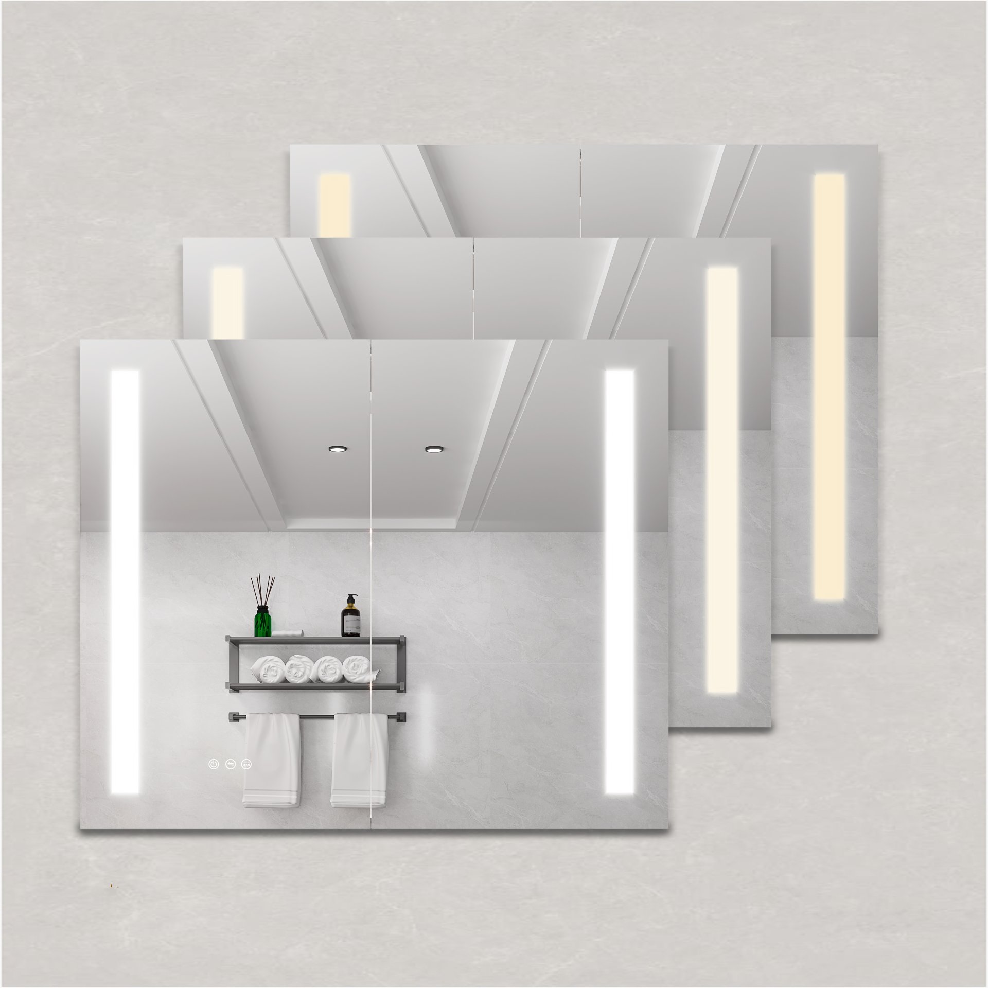 36" X 30" Medicine Cabinet With LED Vanity Mirror, Anti-Fog, Dimmable, Recessed Or Surface Mount, Aluminum 3000K~6000K Lighted Double Door Bathroom Cabinet With Touch Switch - Silver - Image 5