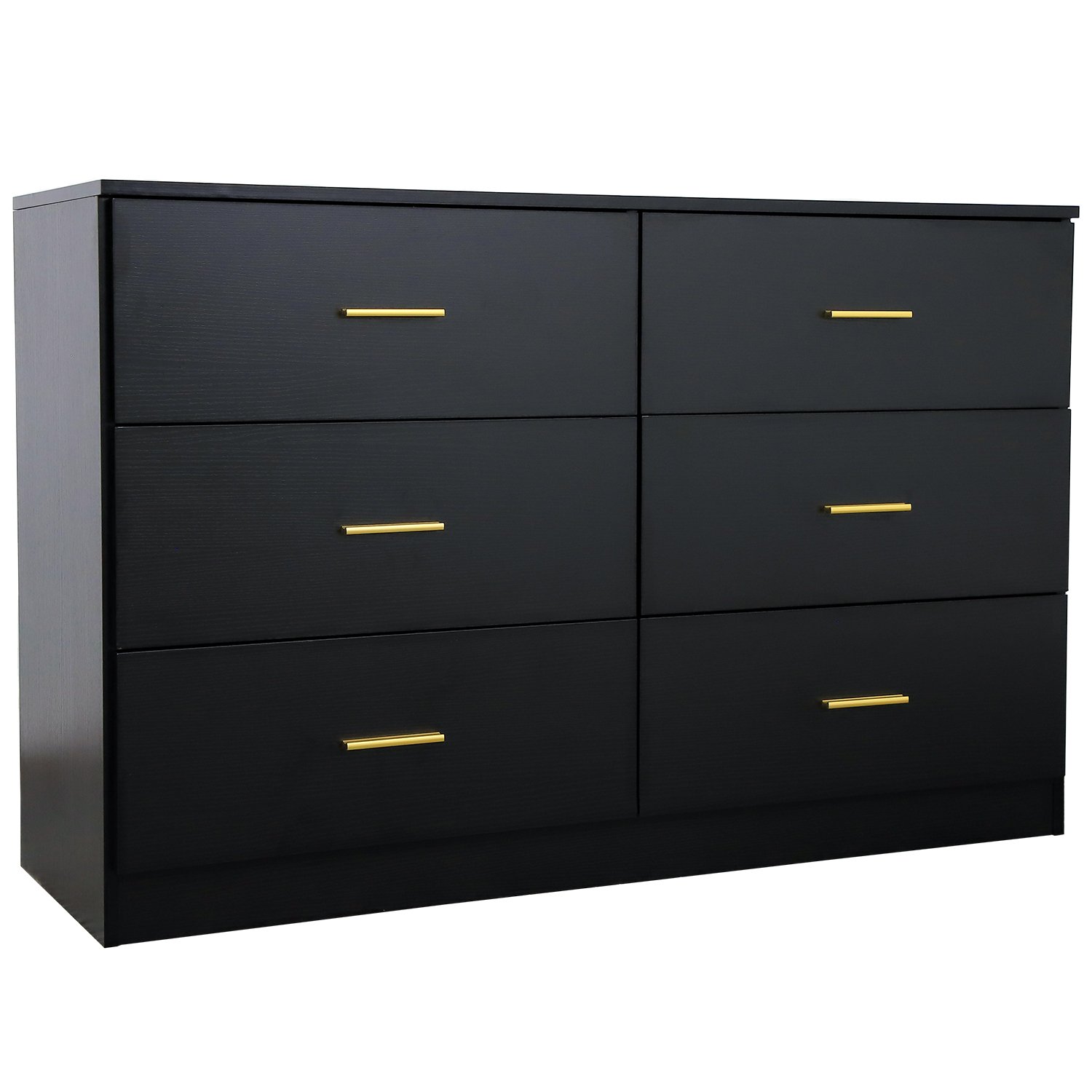 Modern 6 Drawer Dresser For Bedroom, Ample Storage Wide Chest Of Drawers, Sturdy & Safe - Black - Image 5