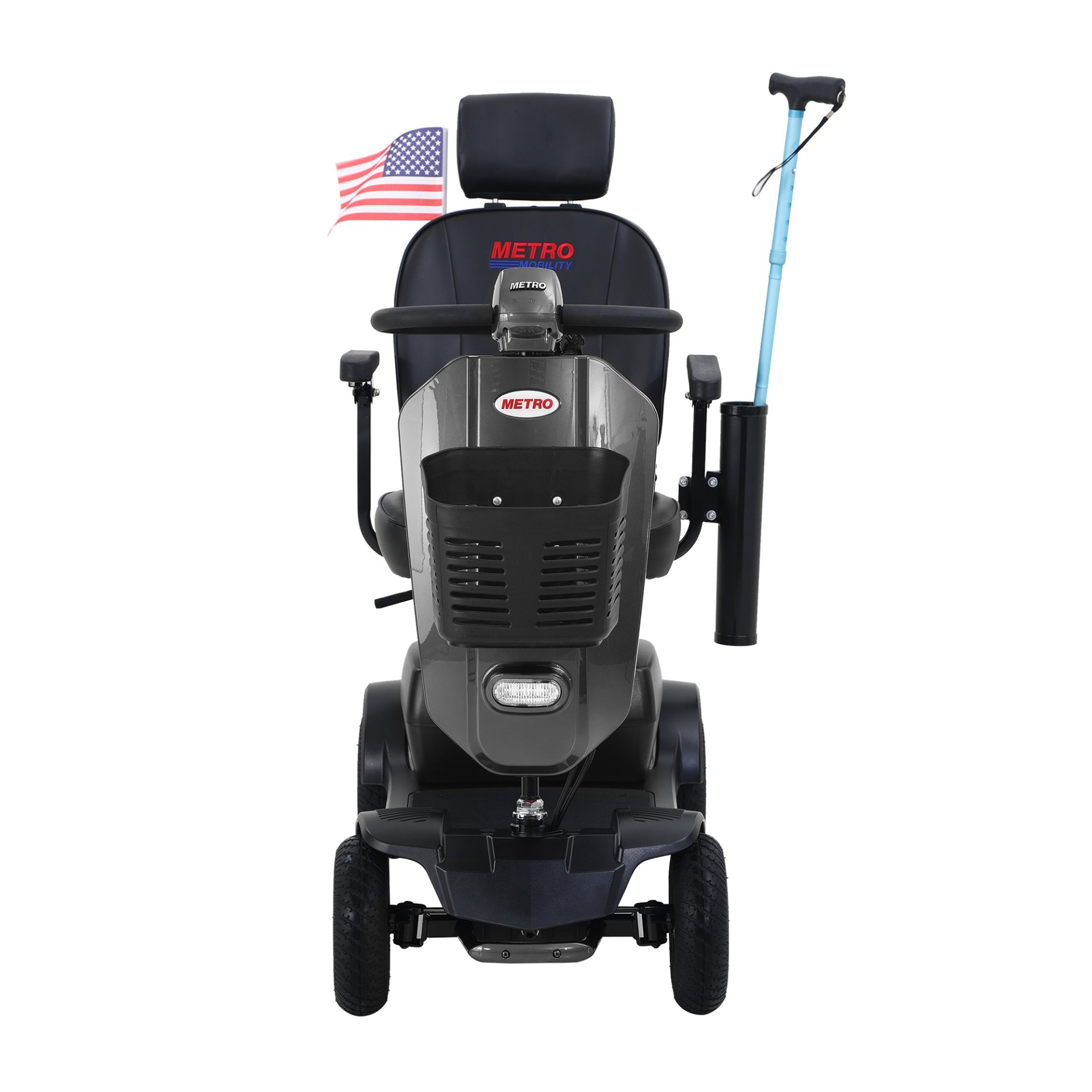 Max Plus - 4 Wheels Outdoor Compact Mobility Scooter With 2 Pieces X 20Ah Lead Acid Battery, 16Miles, USB Charger Port & Cup Holders, 300W Motor - Gray - Image 2