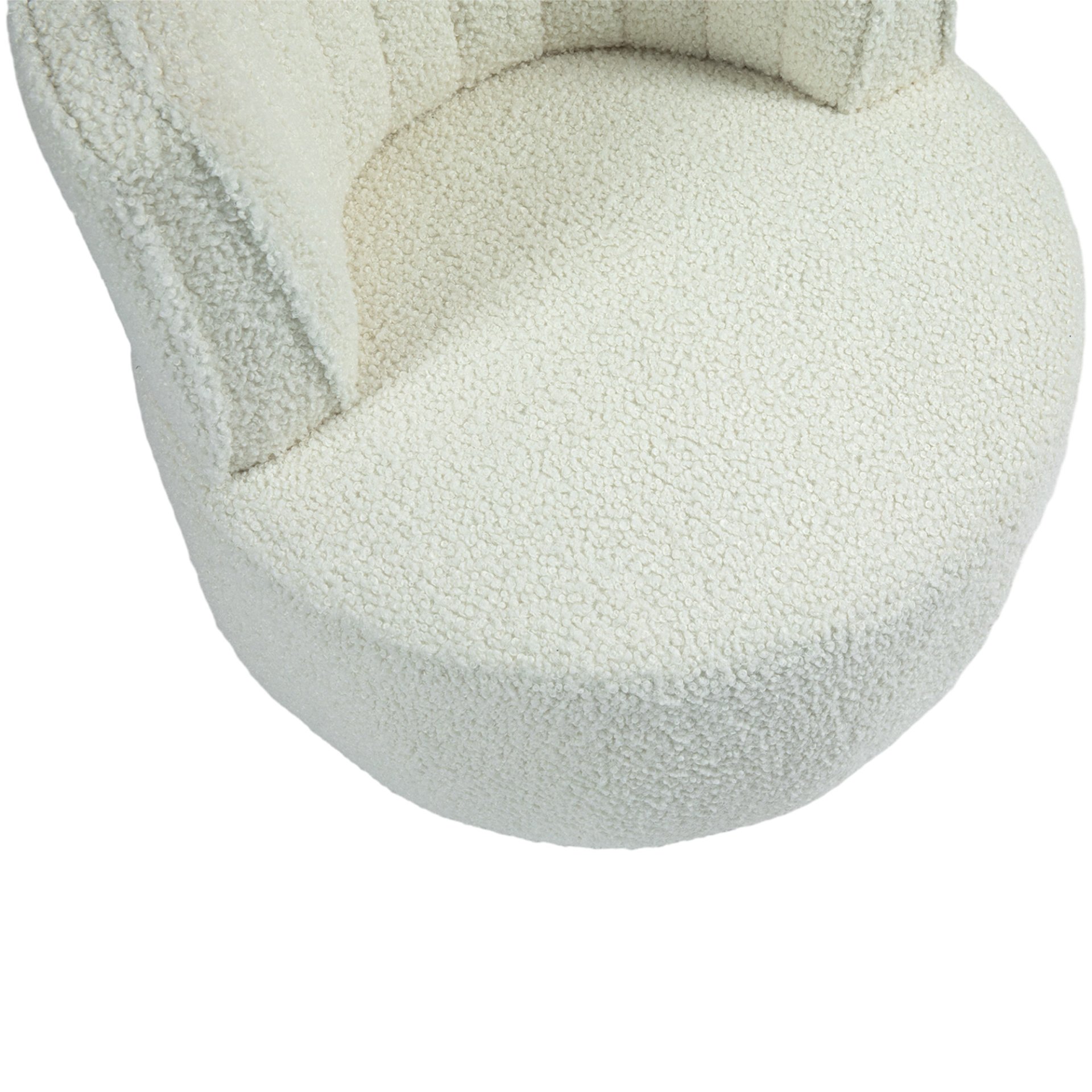 Coolmore - 360 Degree Swivel Cuddle Barrel Accent Sofa Chair, Round Armchair With Wide Upholstered Teddy Fabric - Cream - Image 15