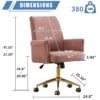Ergonomic Mid Back Office Chair With Striped Fabric - Light Pink - Image 3