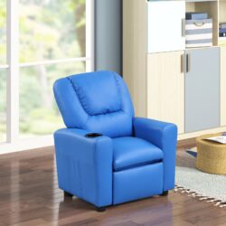 Marisa - Leather Kids Recliner Chair With Cupholder - Blue