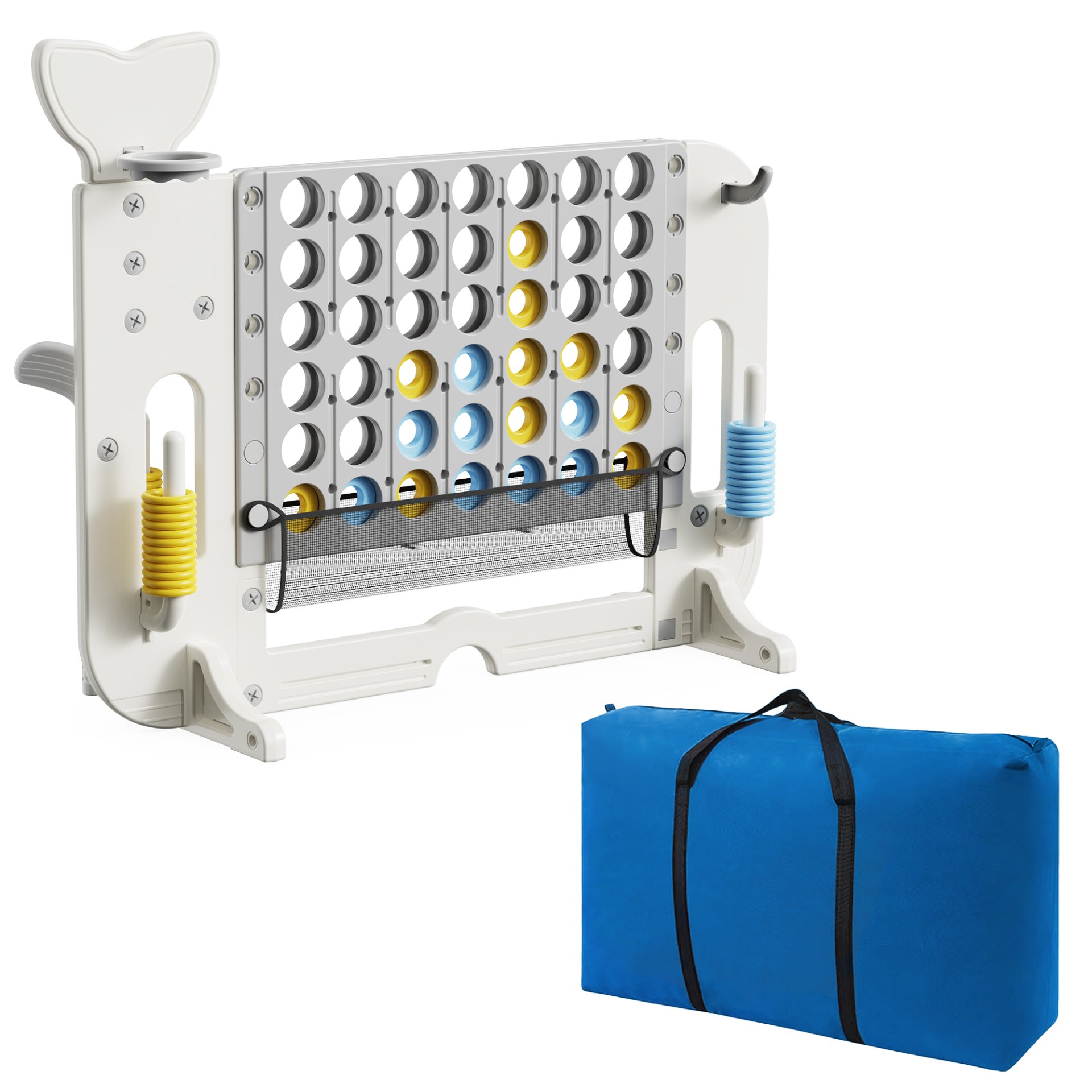 4 To Score Giant Game Set With Mesh Bag & Jumbo Connect 4 - White / Gray - Image 12