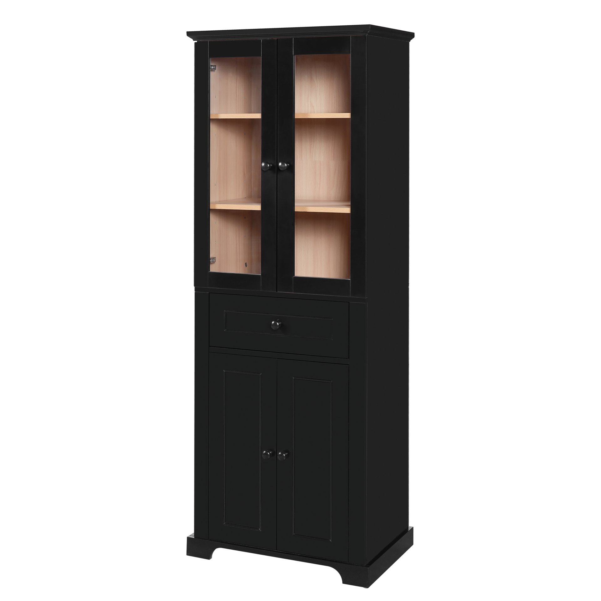 Bathroom Storage Cabinet, Adjustable Shelves & Drawer, Freestanding Linen Tower - Black - Image 12