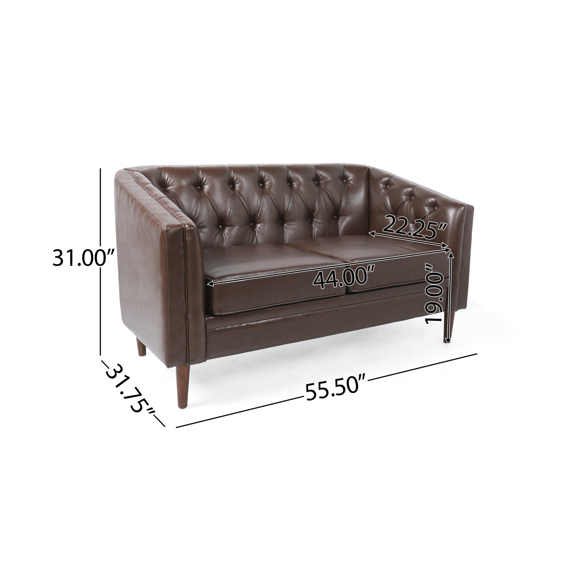 Sophisticated Loveseat With Diamond Stitched Detailing - Dark Brown - Image 3