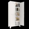 2 Shapely Doors Cabinet, Metal Storage Cabinet With Doors And Adjustable Shelves, For Bedroom, Living Room, Kitchen - White - Image 5