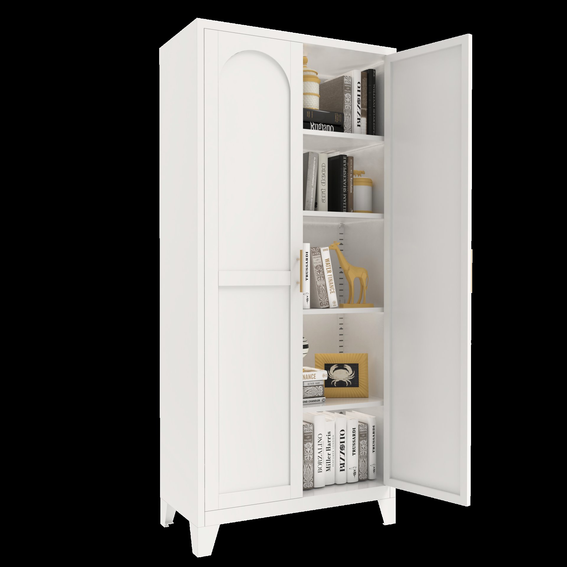 2 Shapely Doors Cabinet, Metal Storage Cabinet With Doors And Adjustable Shelves, For Bedroom, Living Room, Kitchen - White - Image 5