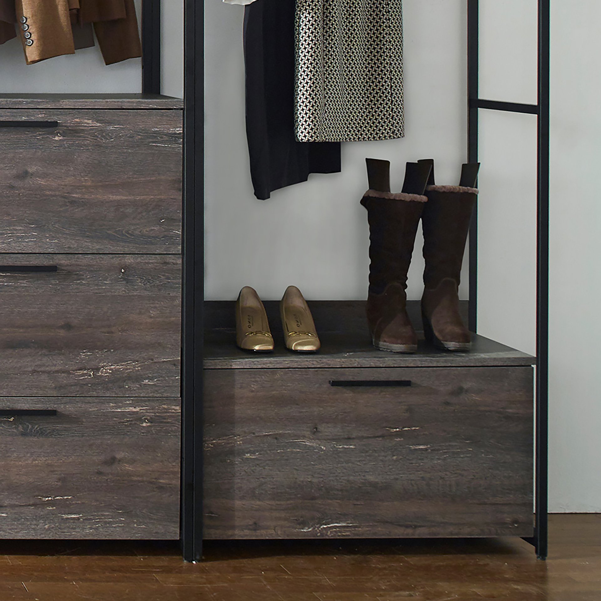 Monica - Wood Walk In Closet System With Modular Design Melamine - Rustic - Image 6