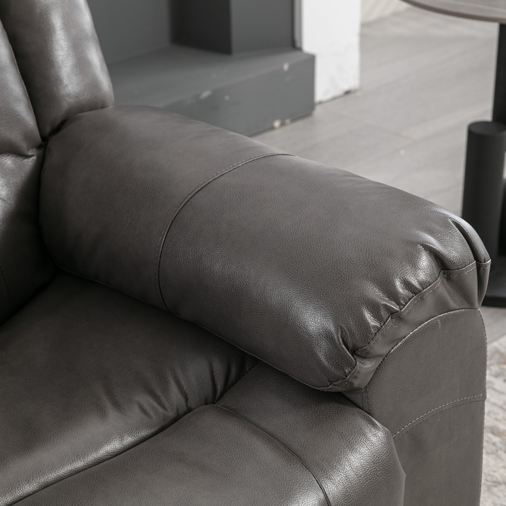 2 Seater Home Theater Recliner Manual Recliner Chair With A Storage Box And Two Cup Holders For Living Room - Gray - Image 12