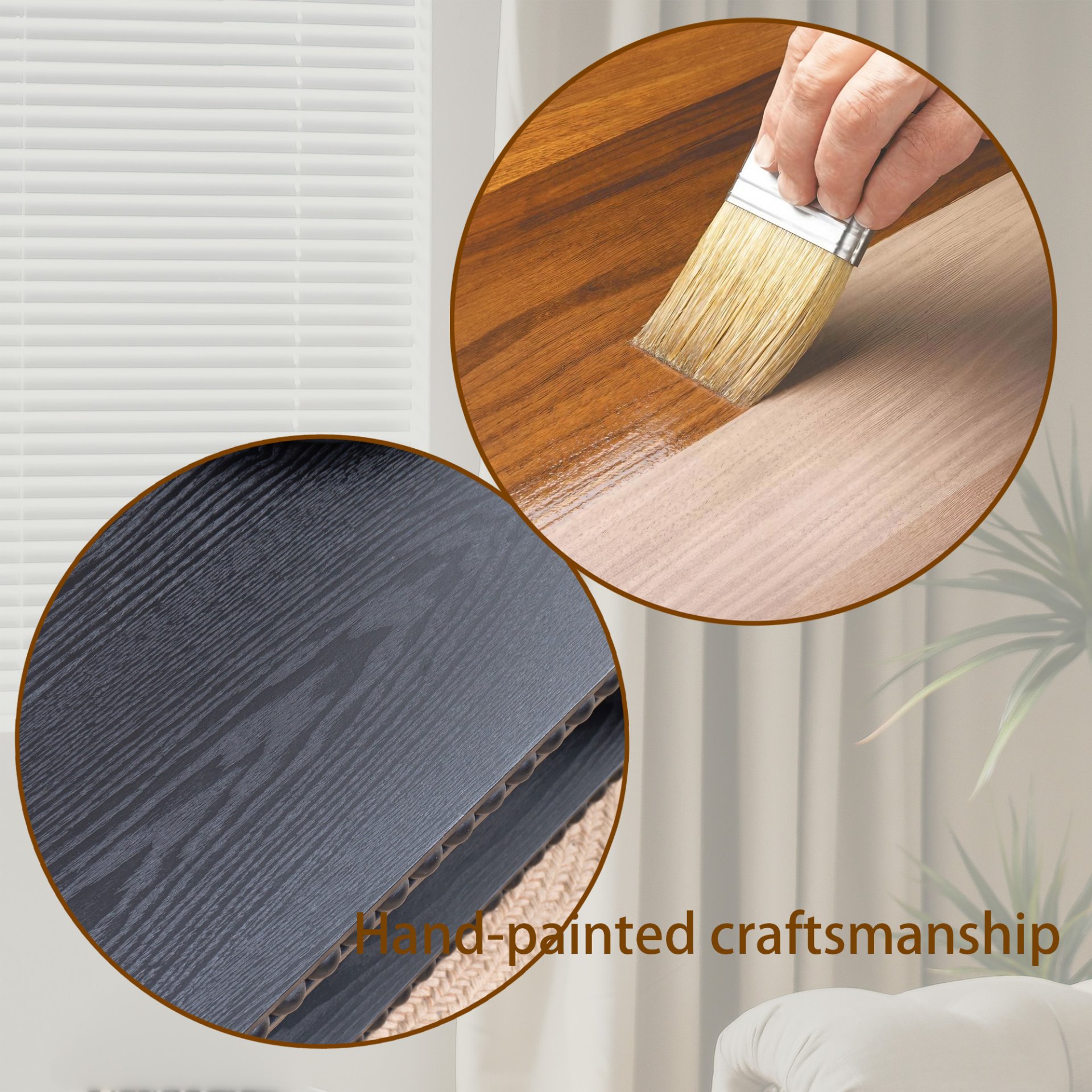 Beaded Edge Coffee Table, Rectangular Center Table With Open Storage Shelf - Black - Image 10