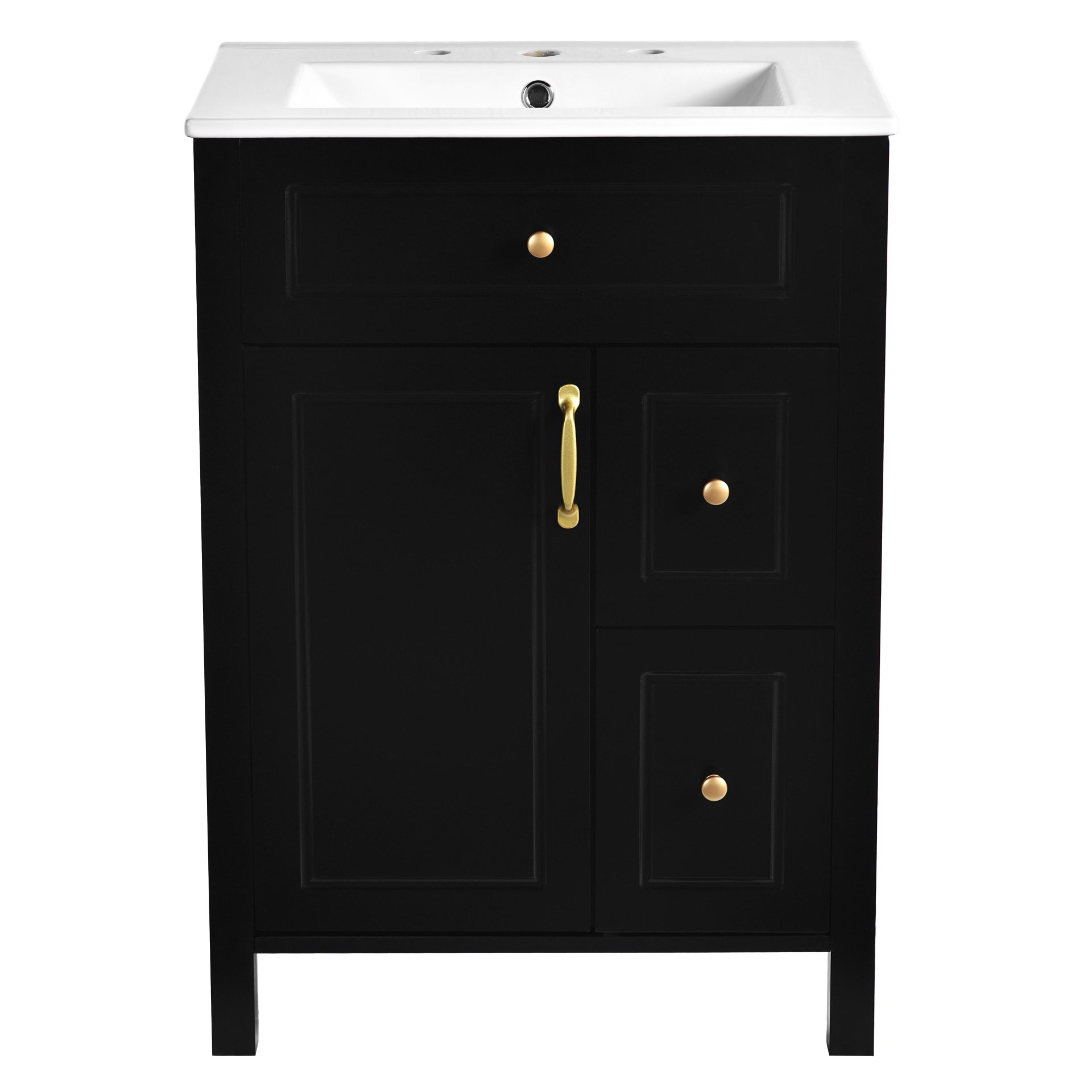 Bathroom Vanity With Sink, Soft Close Storage - Black - Image 13