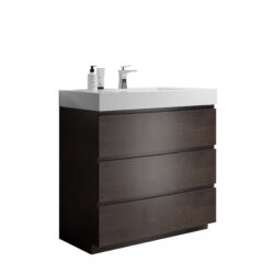 Alice - 36" Bathroom Vanity With Sink, Large Storage Freestanding Bathroom Vanity For Modern Bathroom, One-Piece Sink Basin Without Drain And Faucet - White / Walnut