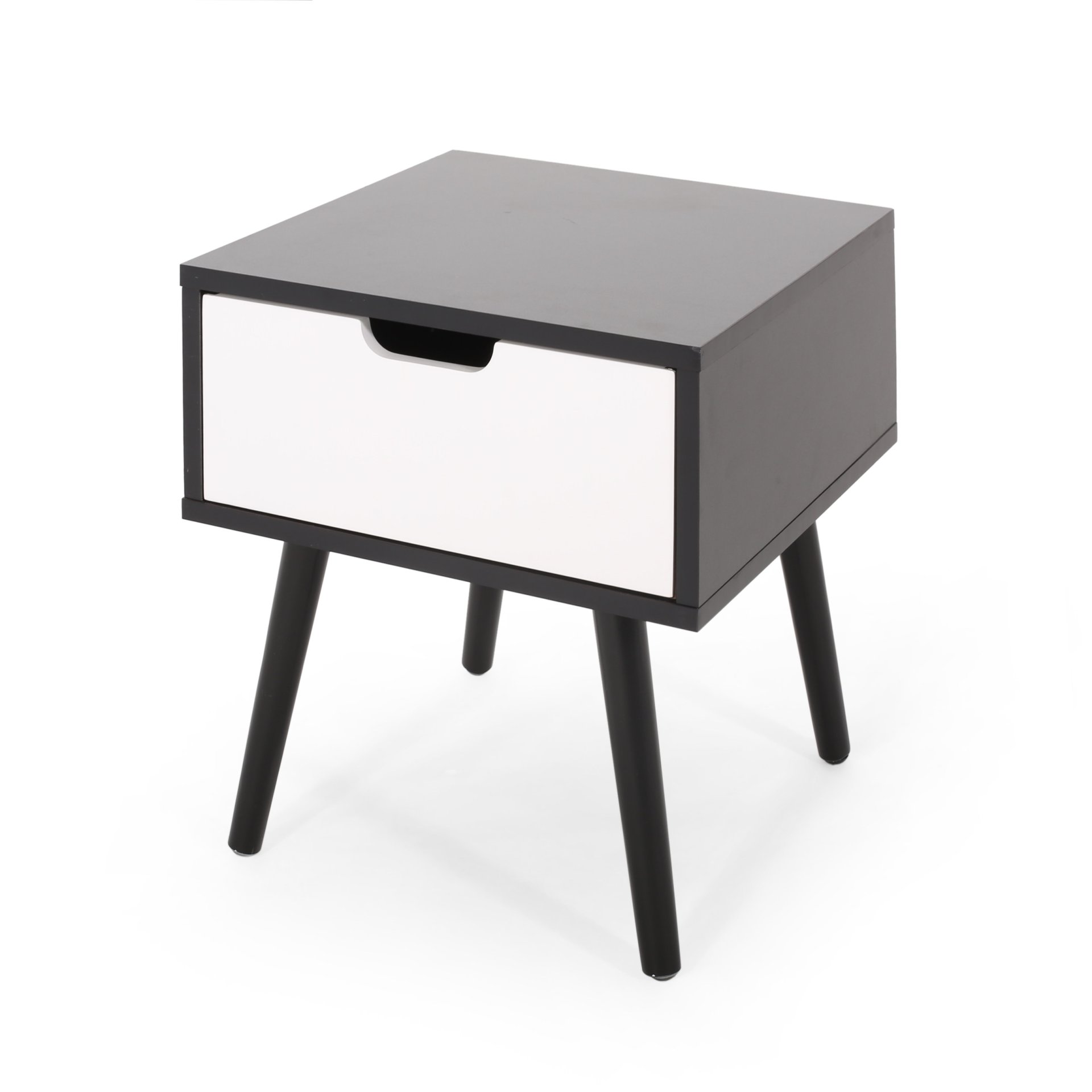 2 Toned Particle Board End Table - Black White - Image 5