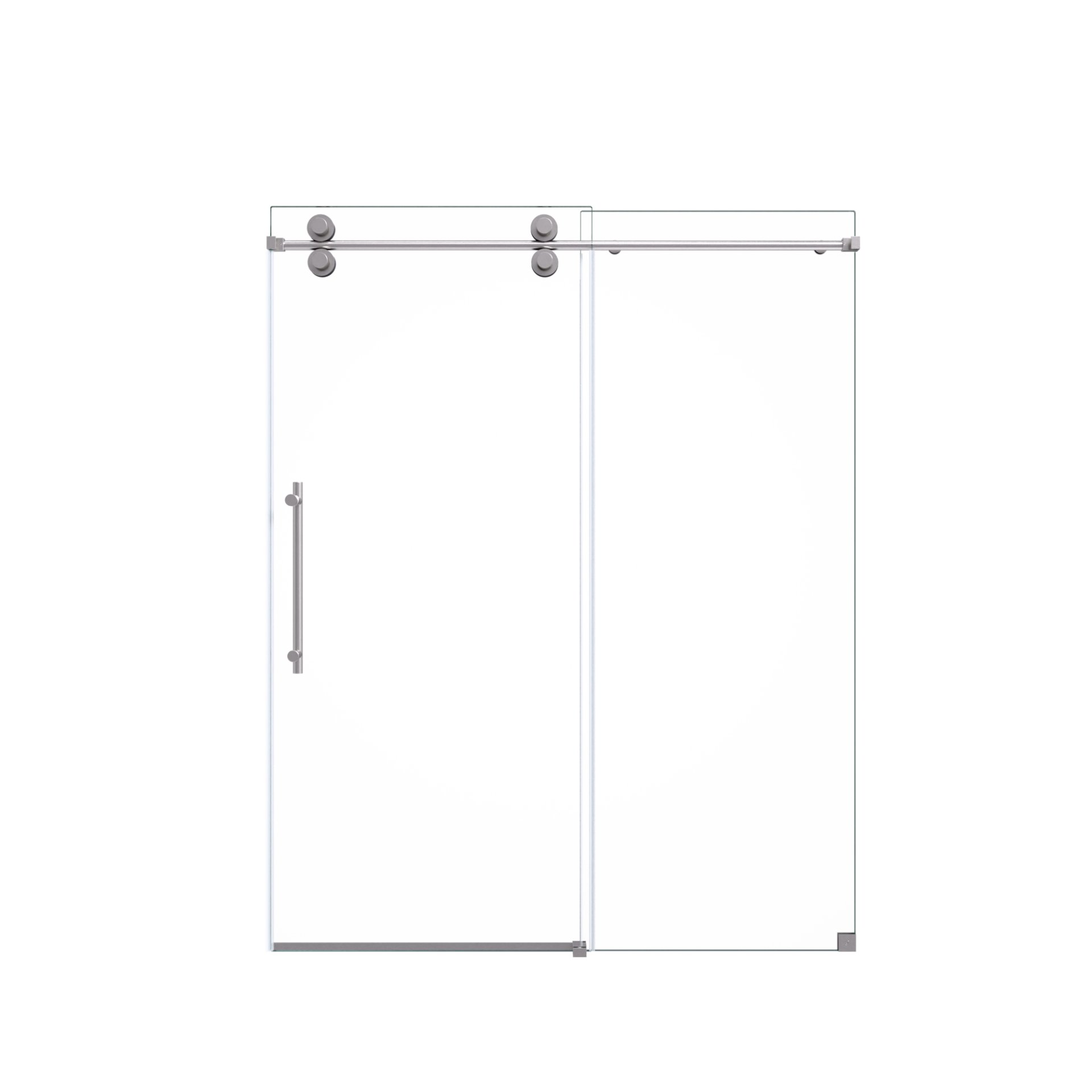 Frameless Single Sliding Shower Door With Bypass Design Clear Tempered Glass - Brushed Nickel - Image 15