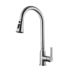 Stainless Steel High Arc Kitchen Faucet With Pull Down Sprayer - Brushed Nickel
