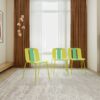 4 Piece Set Of Modern Striped Color Blocking Single Chairs Waterproof And Fade Resistant - Grain Yellow / Haze Green / Tropical Orange - Image 6