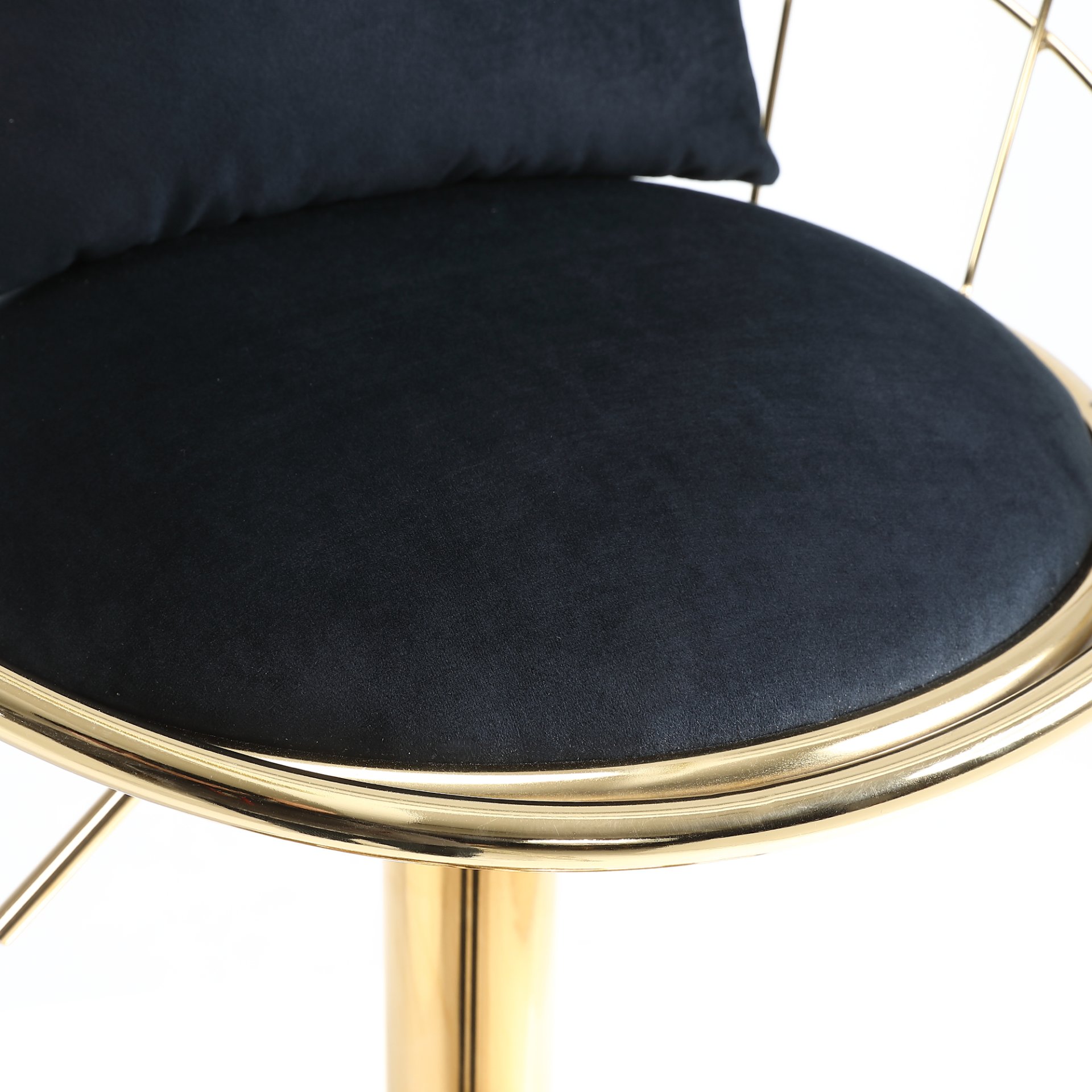 Velvet Bar Chair, Pure Gold Plated, Unique Design, 360 Degree Rotation, Adjustable Height, Suitable For Dining Room And Bar, (Set of 2) - Black - Image 12