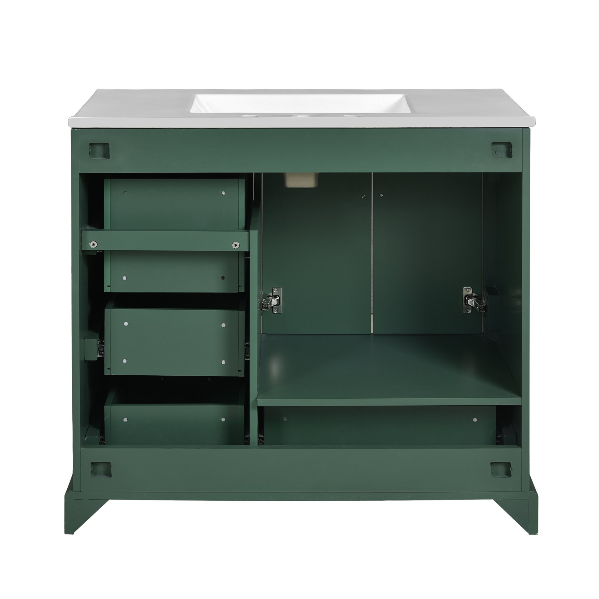 Traditional Bathroom Vanity With Sink, Soft Close Doors & Drawers, 36" - Green - Image 14