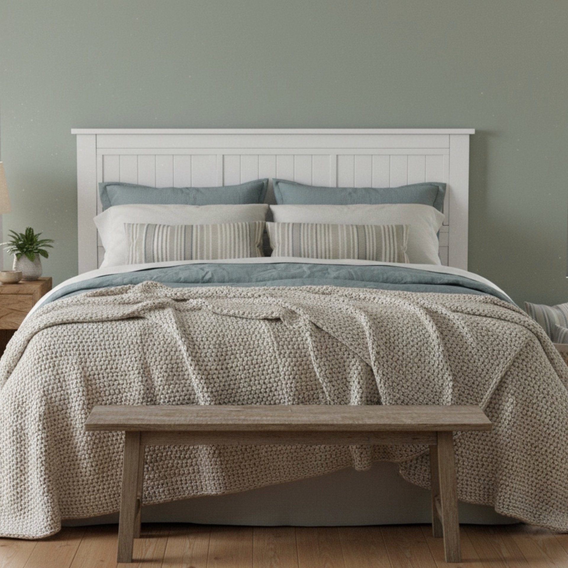 Walton - Queen Window Pane Panel Headboard - White - Image 2