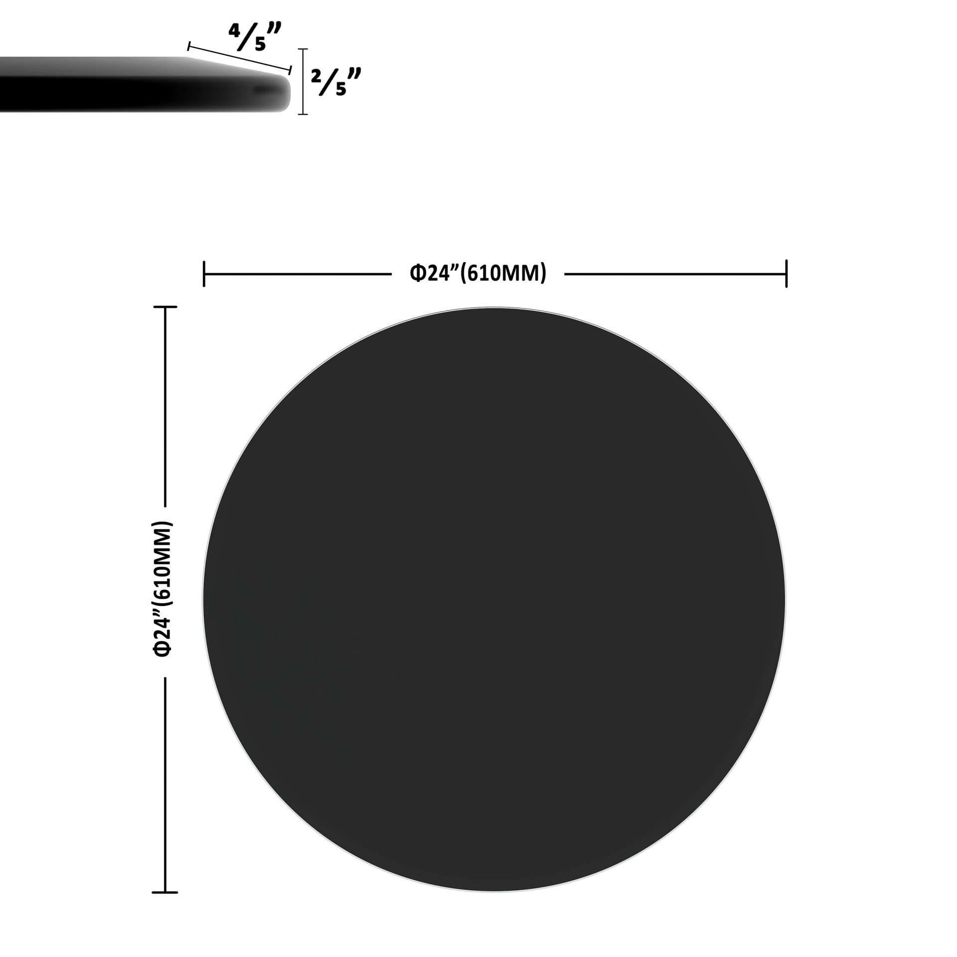 24" Round Tempered Glass Table Top Glass 2 / 5" Thick Beveled Polished Edge - Black - Image 3