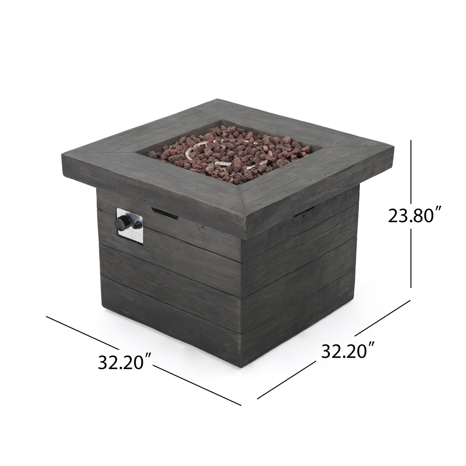 Anchorage - Wood Square Fire Pit 40, 000 Btu - Gray - Image 3
