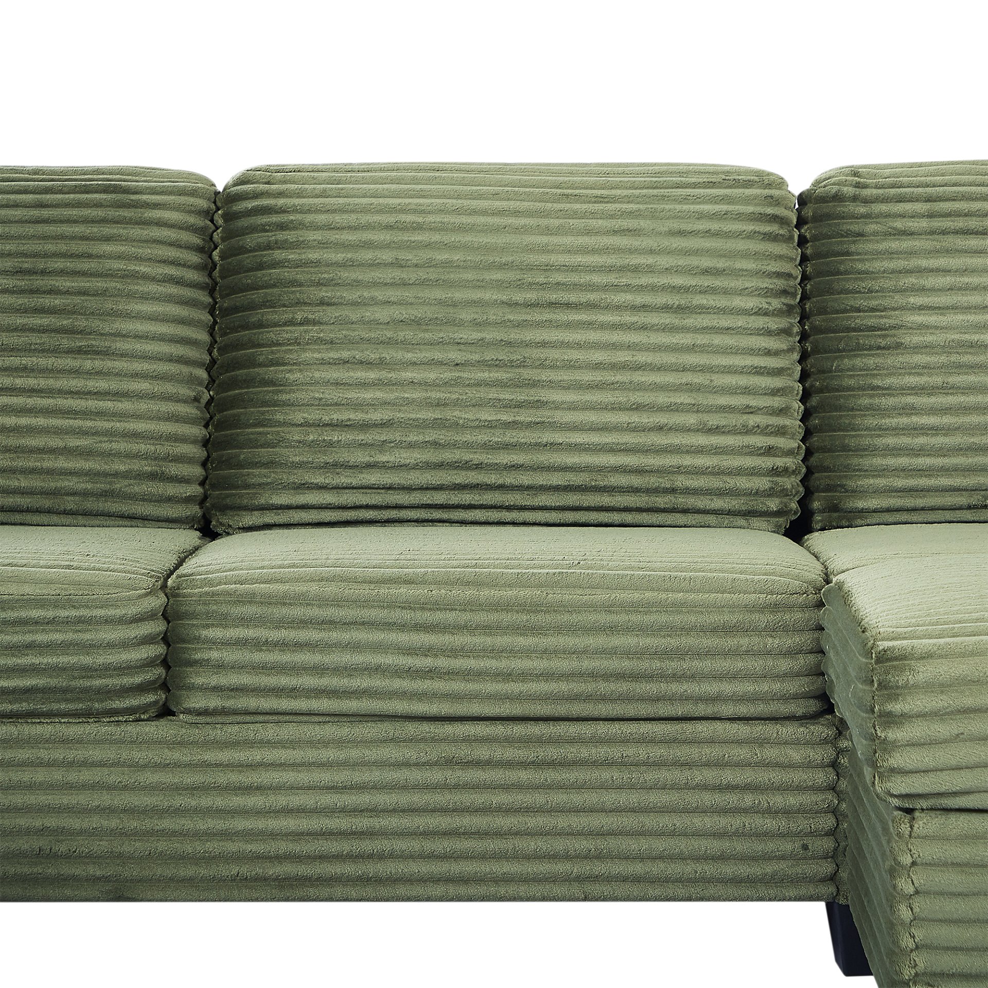 Modern Sectional Sofa U Shaped With Movable Ottoman And Side Storage Pockets Corduroy - Green - Image 21
