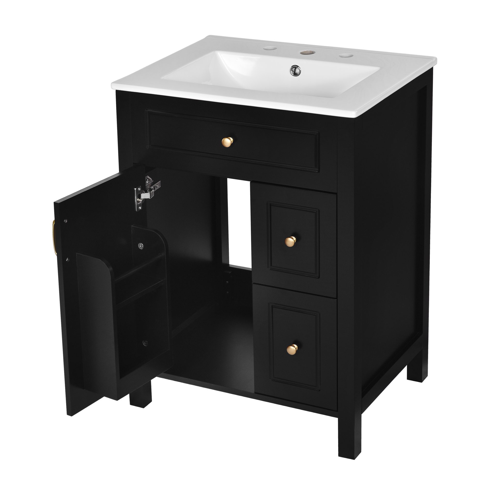 Bathroom Vanity With Sink, Soft Close Storage - Black - Image 15