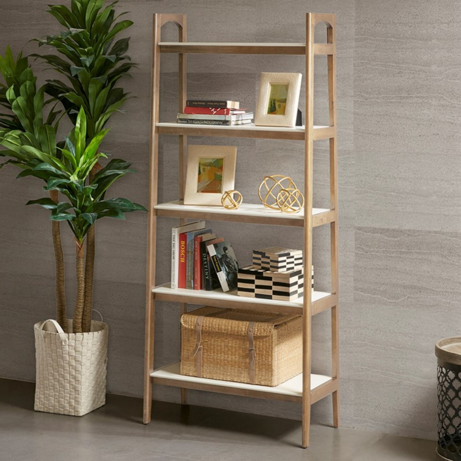 Parker - Bookcase With 5 Shelves - Off White / Natural - Image 6