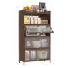 4 Flip Doors Cabinet, With Ample Storage Space For Living Room - Walnut - Image 19